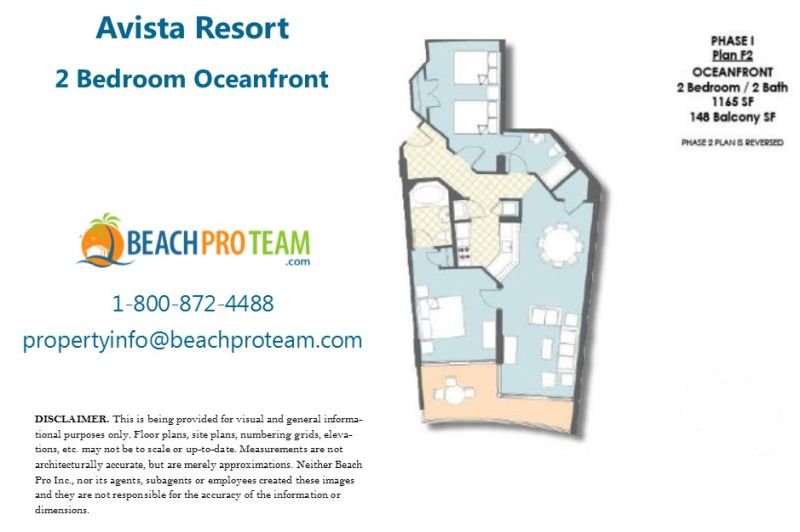 Avista Resort Floor Plan F2 - 2 Bedroom Oceanfront
